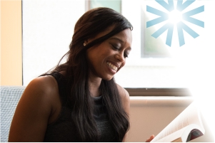 Woman enjoying reading a book